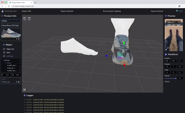Positioning of a 3D model of a footwear on top of a detected parametric foot model