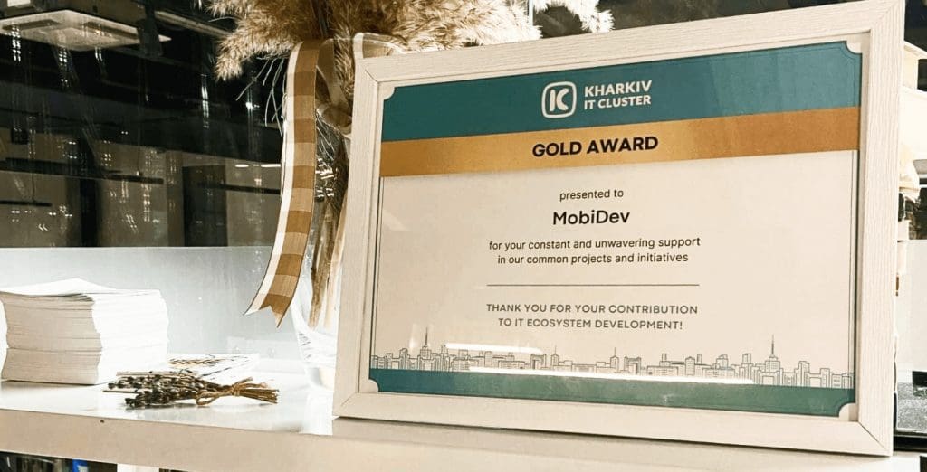 MobiDev receives the Gold Award from Kharkiv IT Cluster