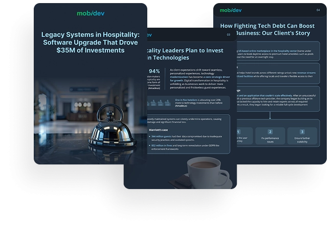 Legacy Software Systems in Hospitality Use Case: Previewity mobile use case page